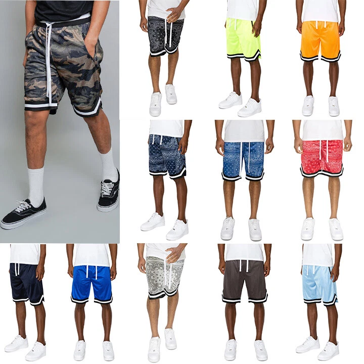 Men's Mesh Drawstring Basketball Shorts with Zippered Pockets S ~ 5XL  JS17EY