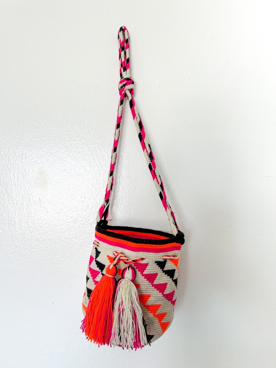 Boho Style Mini Wayuu Mochila Bag Multicolor crochet bucket bag