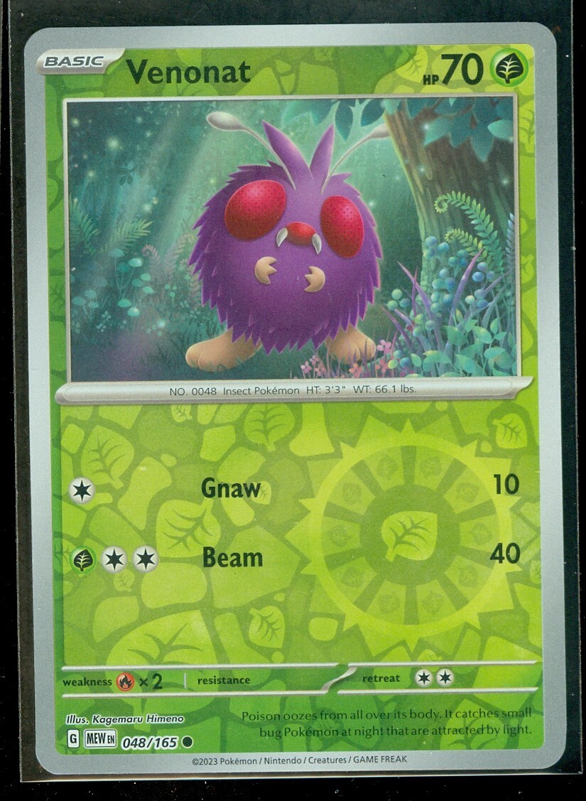 Pokemon VENONAT 048/165 Pokemon 151 - Rev Holo - - MINT