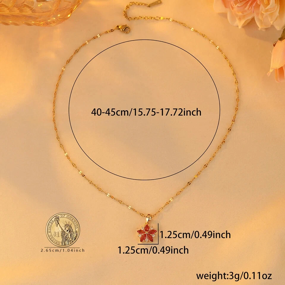 Collar colgante flor de cerezo para mujer cadena de acero inoxidable rosa Foto 4 de 4