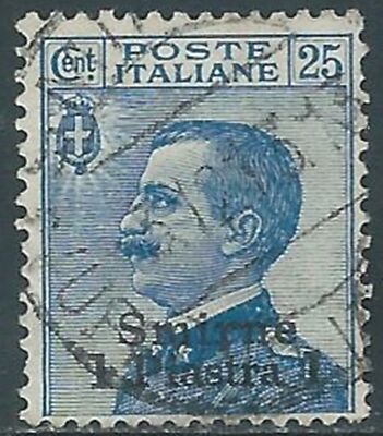 1909-11 LEVANTE EMYRNE USED EFFIGY OVERPRINTED 1 PI ON 25 CENT - RF18
