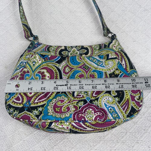 Bolso de hombro VERA BRADLEY ZOE seda cachemira edición limitada correa de corbata verde azulado/rosa - Imagen 8 de 11