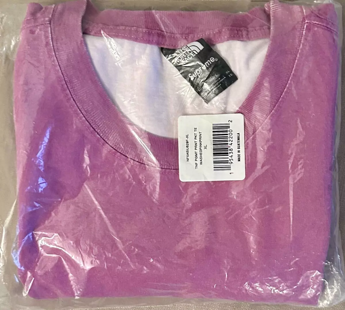 SUPREME THE NORTH FACE PIGMENT PRINTED POCKET TEE PINK XL 100