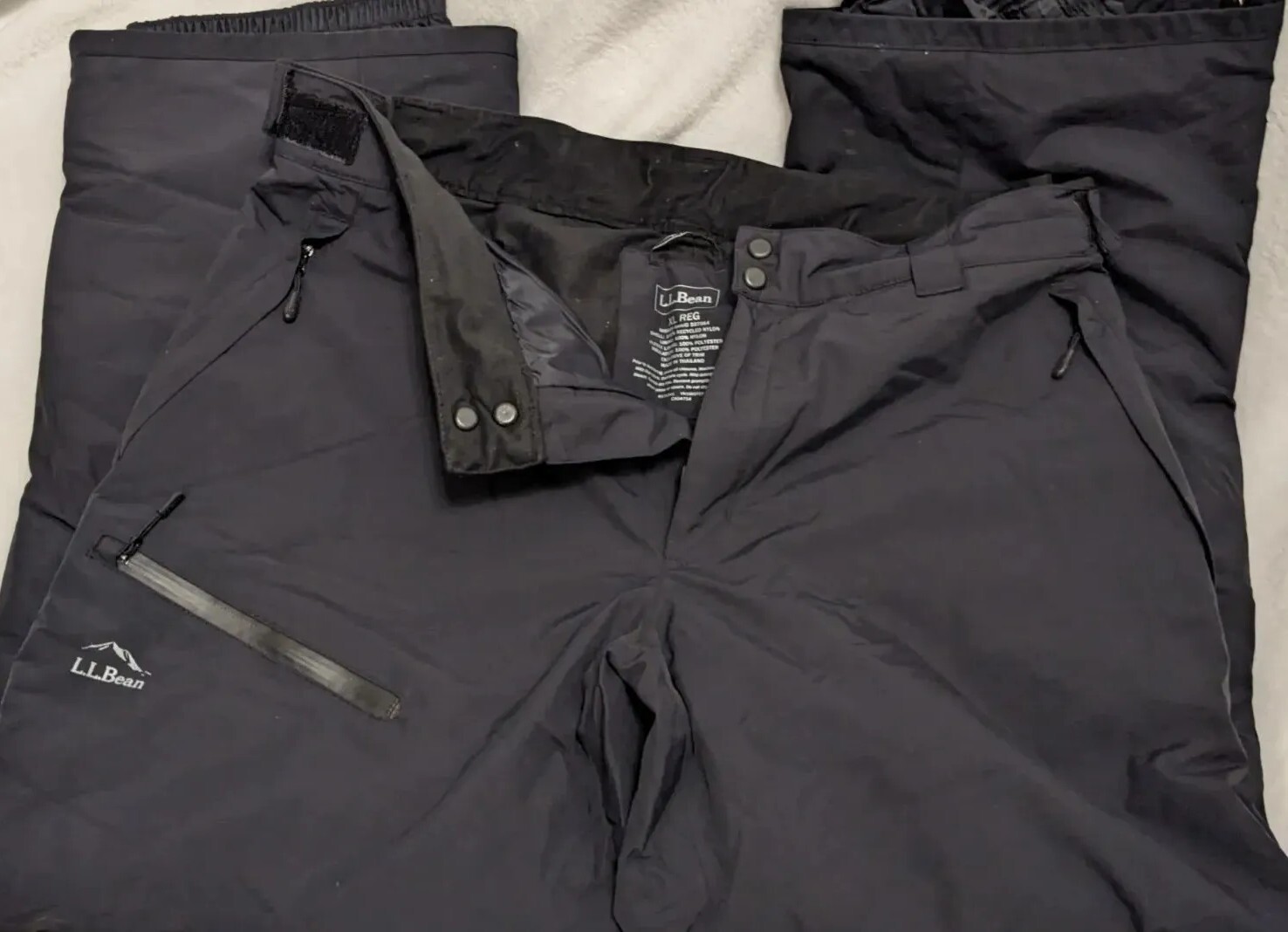 LL Bean Men's Waterproof Snow Pants Black Size XL Lined Insulated