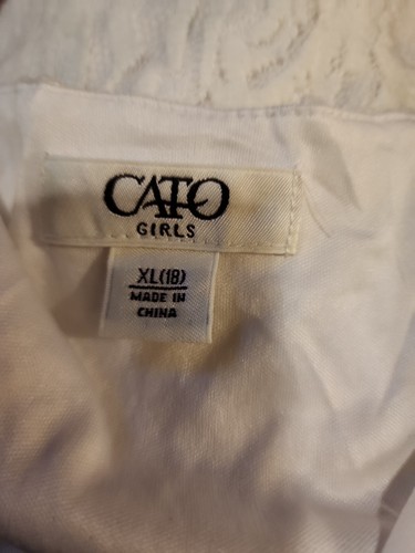 Cato Girls Bright White Lace Dress with Cotton Knit Lining Sz XL (18 Girls) - Picture 4 of 8