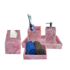 SaaRaa Fictions Rose Quartz Semiprecious Bathroom Set