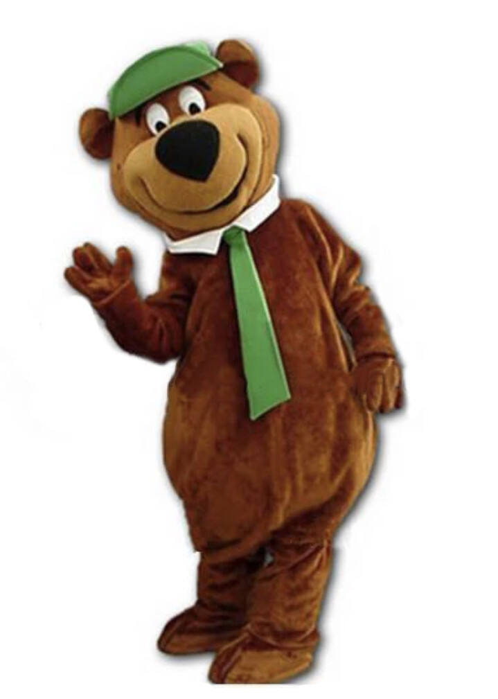 Mascotte Orso Yogi bear costume adulti animazione cravatta verde