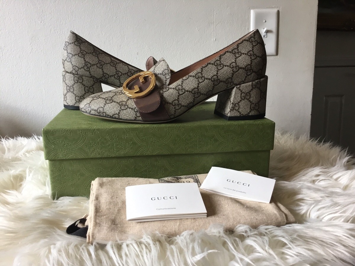 New Gucci Mid Heel Signature interlocking G pumps Size