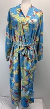 Natori Satin Floral Crane Kimono Robe One Size Belted Women  s