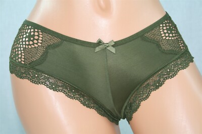 Green Very Sexy Victoria's Secret Cheeky Floral Bands, Bow, Dots Open Backside S