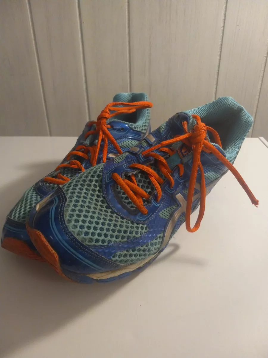 Asics Gel Cumulus 15 Athletic Running Shoe Womens Size 11.5 Blue Orange