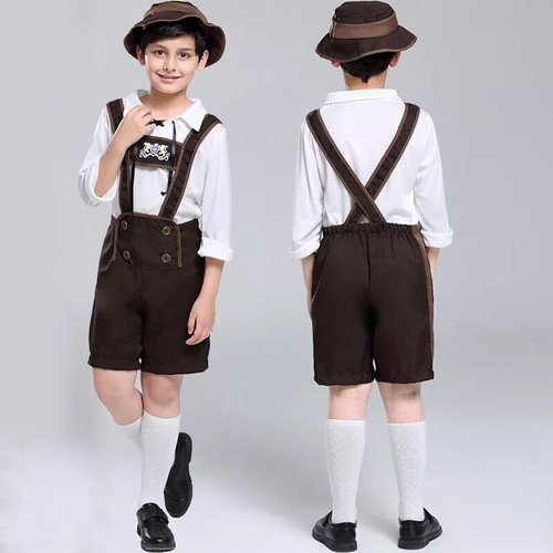 German Oktoberfest Costume Mens Bavarian Lederhosen Short Beer Guy Fancy Dress - Picture 8 of 22