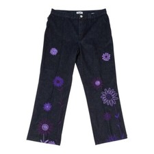 Moschino Jean Vintage Pant Blue Jean Dark Wash Embroidered 46 / 12