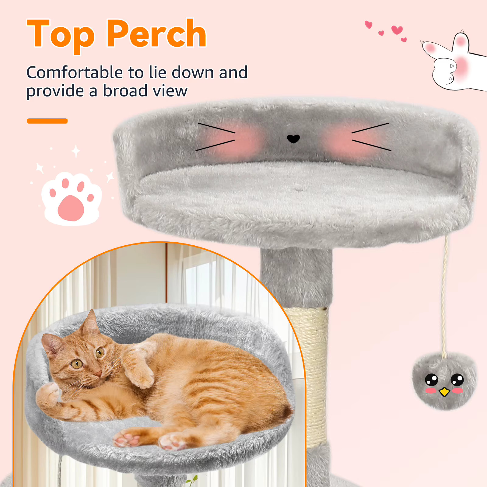 Passerscat Cat Tree Cat Tower con giocattolo per gatti da interni Multi-livello foto 2