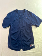 Nike Team Men's Button-Front Baseball Jersey Navy Blue Size L