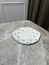 Argyle Bone China England Dessert Plate Pink Rosebuds Gold Trim Vintage