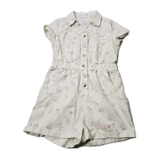 Celebrity Pink Jumpsuit Womens M Romper White Floral Snap Front Elastic Waist