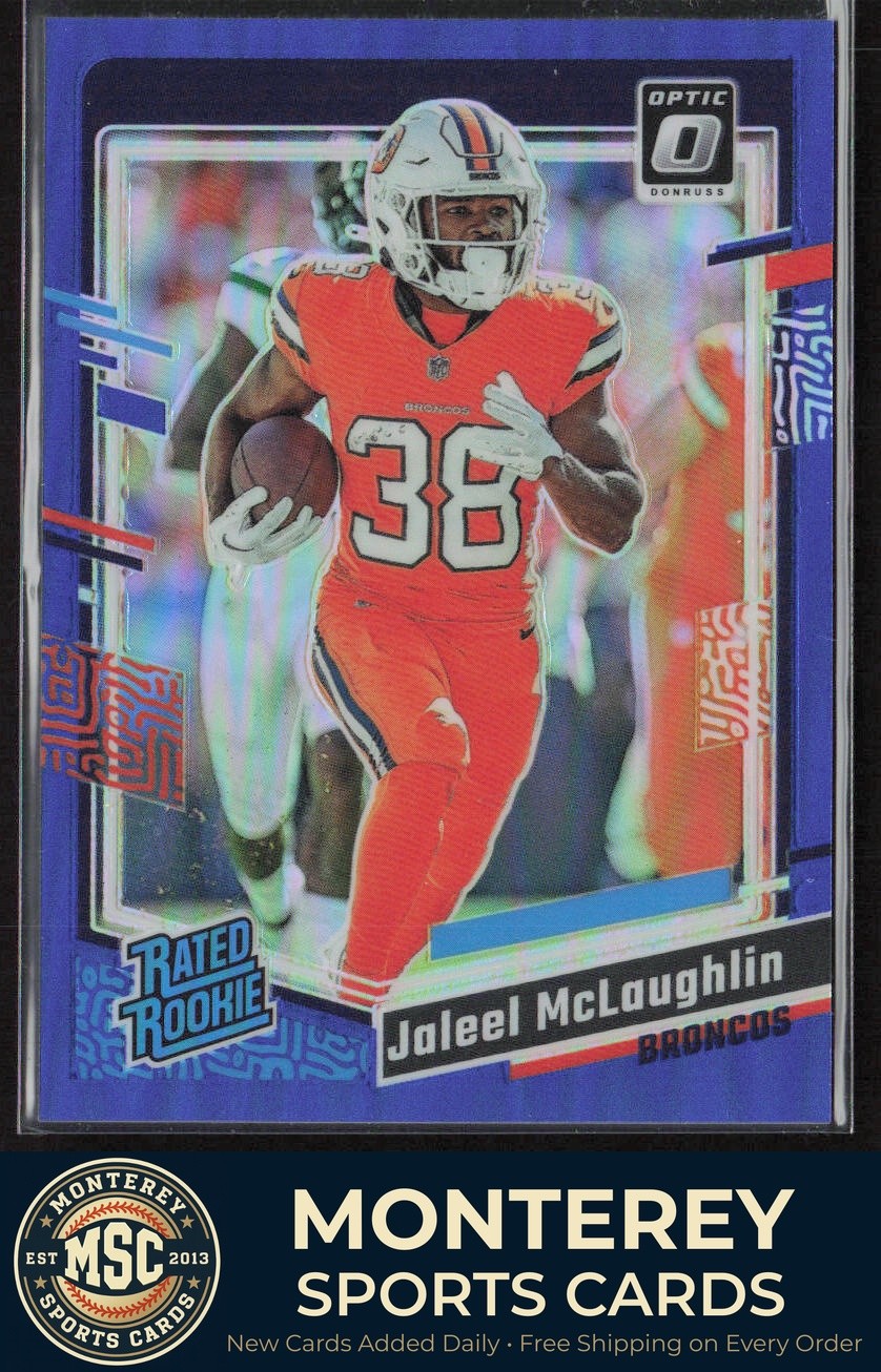 Jaleel McLaughlin 2023 Donruss Optic Blue RC #232 /199 Denver Broncos
