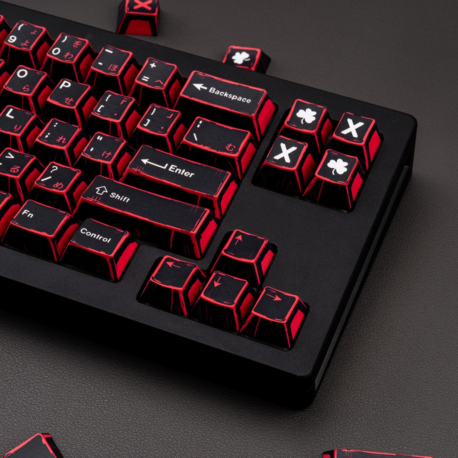 Japanese Manga 130 Keys Custom PBT Black Red Cherry Profile Dye Sub Fit ...