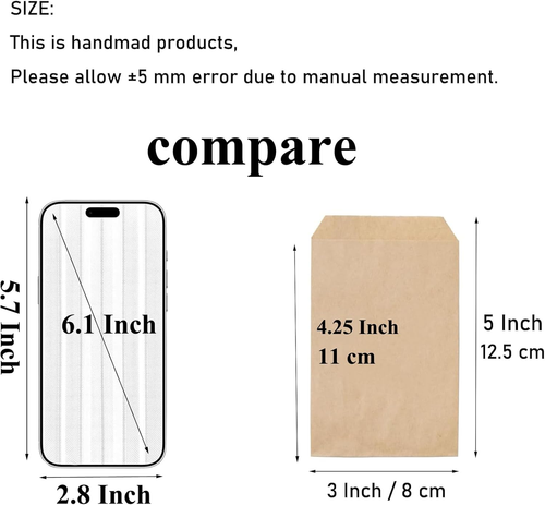 100 Pcs 3X5 Inches Mini Size Small Brown Kraft Paper Treat Bags Flat Favor Gift - Afbeelding 2 van 12