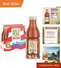 Real Brewed Unsweetened Black Tea - Six 16.9 fl oz Bottles of Pure Refreshment