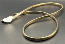 Vintage Gold Tone Skinny Stretch Snake Chain Belt Heart Buckle USA 27-30  