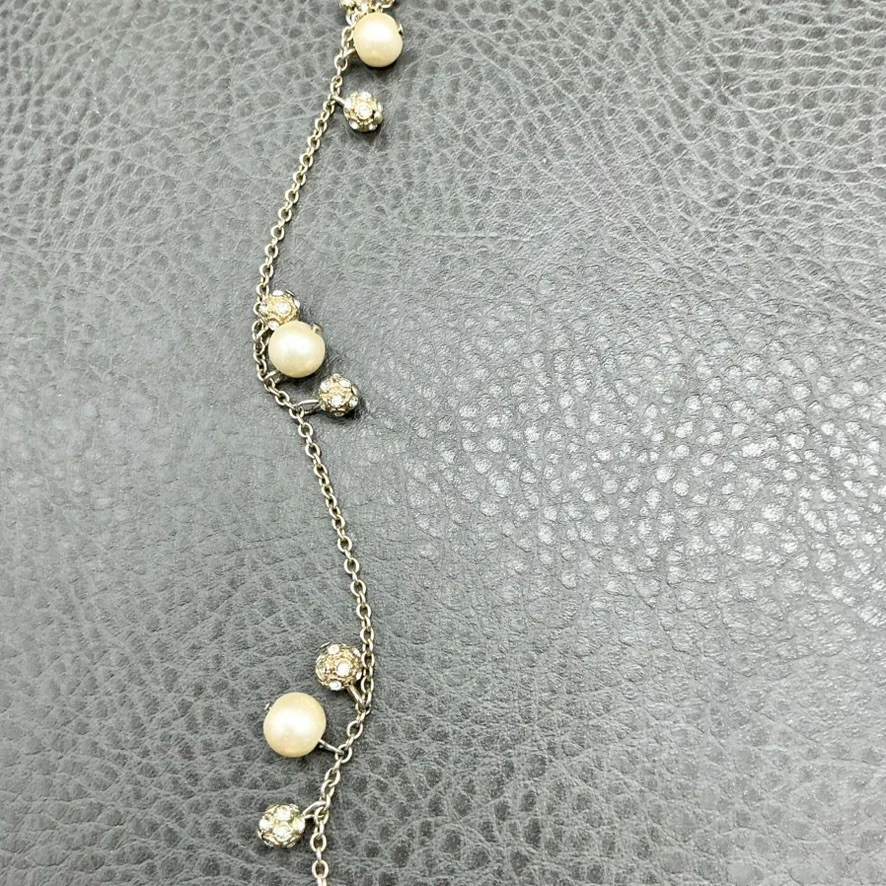 Colar longo Ann Taylor corrente tom dourado pérola falsa contas de strass 26 polegadas - Imagem 4 de 4