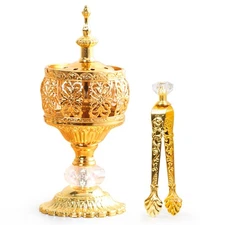 Xisakaca Gold Incense Burner Holder, Bakhoor Frankincense Charcoal Censer Res...