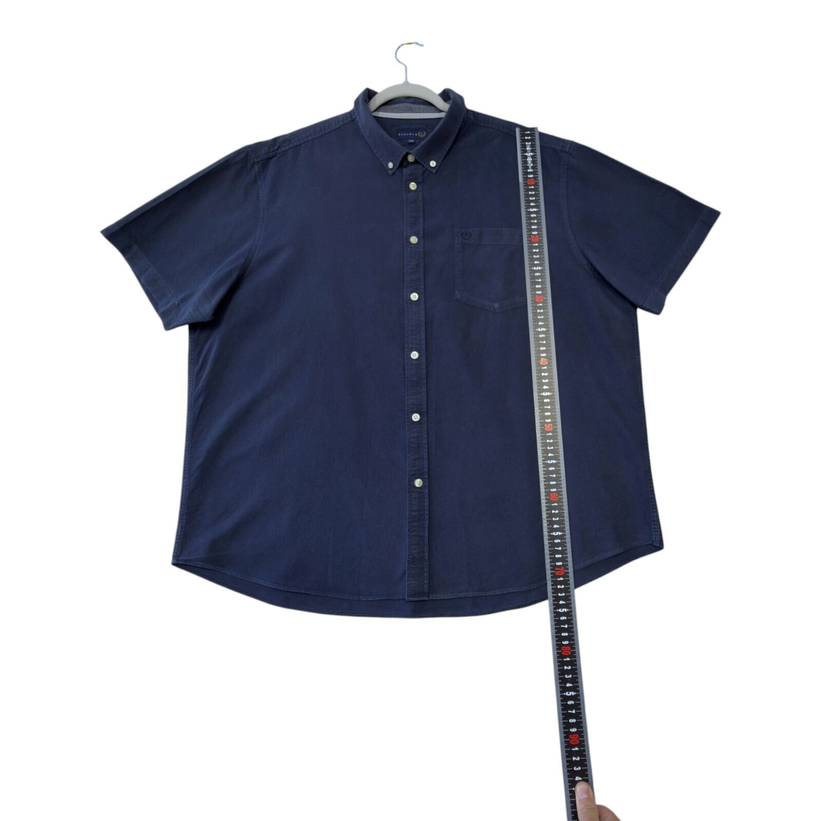 Lincoln Shirt Men's UK Size 2XL Blue Button Down Short Sleeve Wing Collar image 9