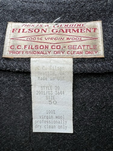 Vintage CC Filson Mackinaw Wool Vest Mens XL (50) Gray Style 20 USA - Picture 6 of 9