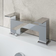 Modern Chrome Bathroom Square Tap Sets | Basin & Bath Taps with Shower & Waste