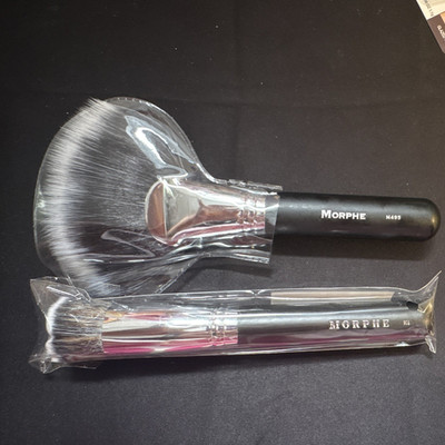 Morphe M6 Flat Foundation Brush + M495 Fan Brush Black/Silver