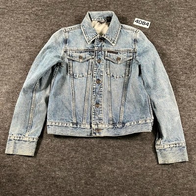Vintage DKNY Jeans Trucker Jacket Mens Denim Cotton Light Wash Button Front