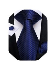 DiBanGu Mens Solid Color Tie and Pocket Square Set Woven Silk Plain Necktie ...