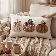Boao Fall Pumpkin Pillow Covers 12x20 Rustic 20" x 12" Pack of 1 , Brown