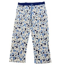 DISNEY Women's XL Blue White Eeyore Pajama Pants Cotton Hug Me Cozy Lounge PJs