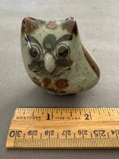 SMALL TONALA MEXICO FOLK ART GLAZED POTTERY OWL FIGURINE WILMOT SIGNED