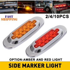 10x Led Marker Side Amber Red Lights Clearance Light Truck Trailer Rv Waterproof