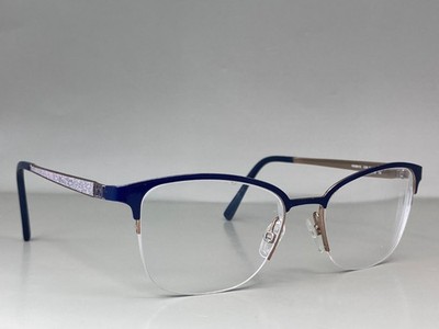 Escada Eyeglasses Frame VESB01K COL.0H60, 52-18-135 Blue Sparkly Half Rim