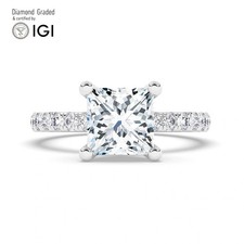 Princess Diamond Engagement Ring Platinum Labgrown 3.70 Ct Solitaire