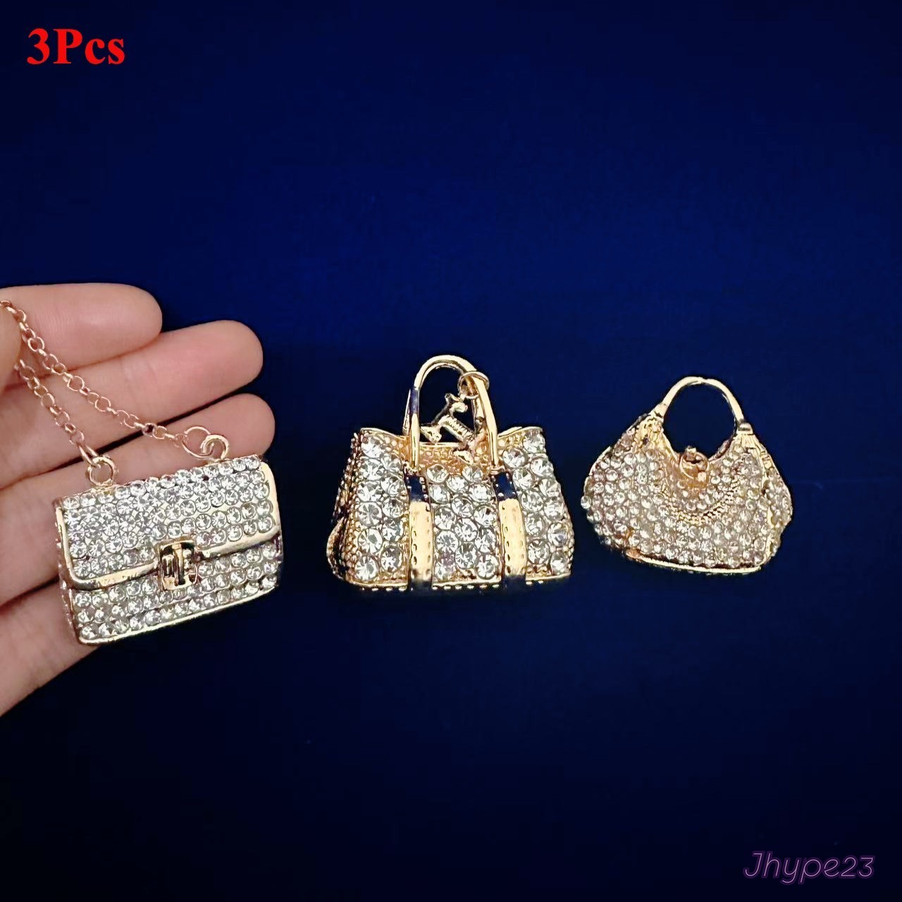 3 Piezas 1/6 Escala Casa de Muñecas Miniatura Moda Circonita Cúbica Mochila Bolso Mujer