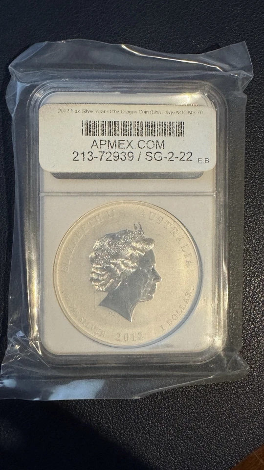🌟Lion Privy🌟 2012P Australia Lunar Year Dragon NGC 1oz MS70 Silver Coin - #042 - Image 3 of 4
