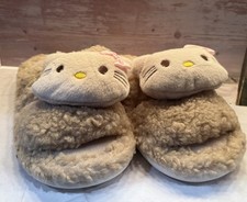 NEW Sanrio Hello Kitty Plush Slippers Beige Women s Size 39 Open Toe