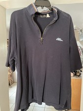 No Fear Men's Vintage Shirt Size Large Quarter Zip Polo Navy Blue Made in USA