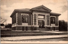 Carnegie Public Library Arkansas City Kansas RPPC 1907 B.Cornish Photo