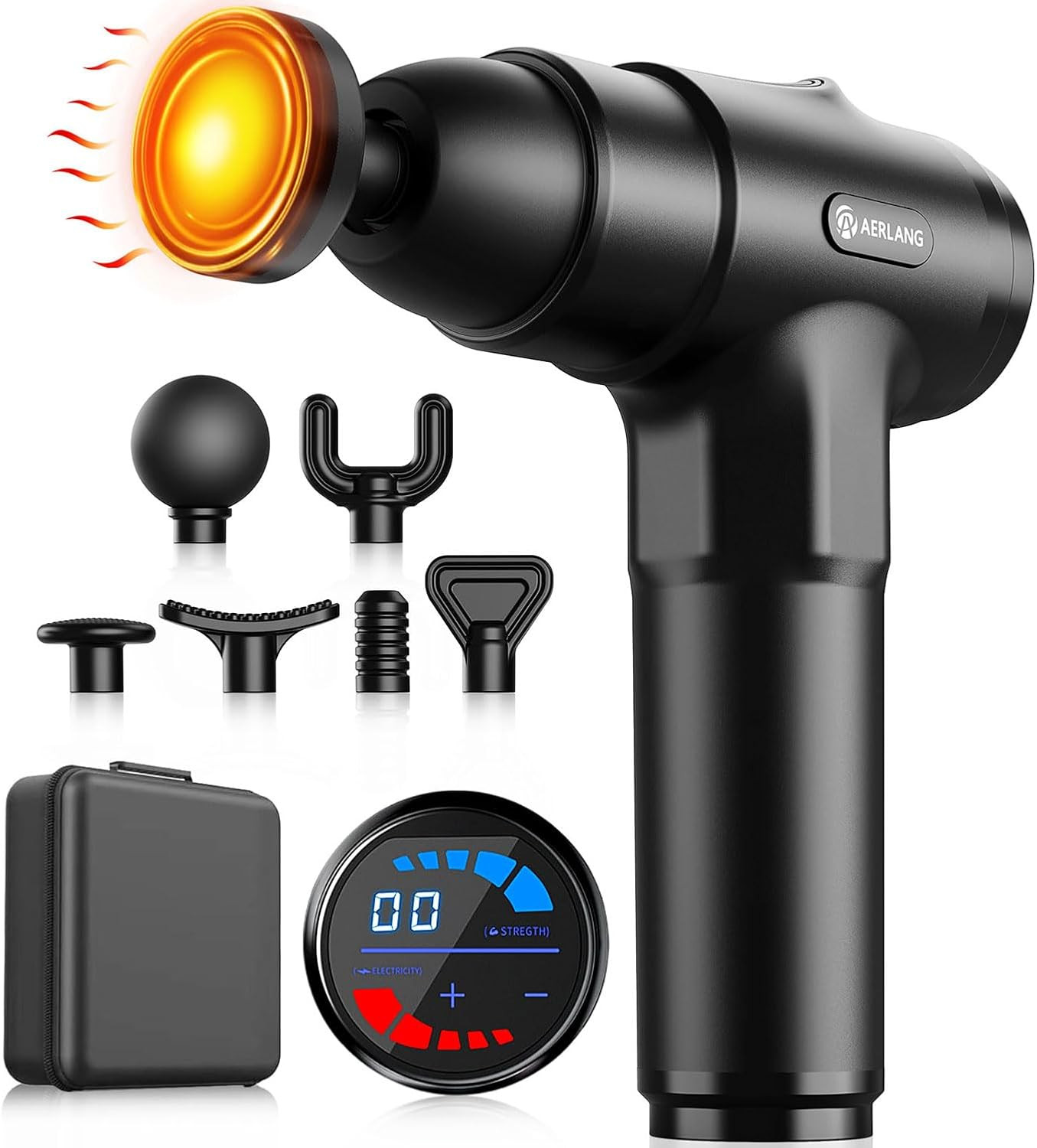 Massage Gun + Heat Deep Tissue Percussion Back Neck Pain Relief Gift Men Women