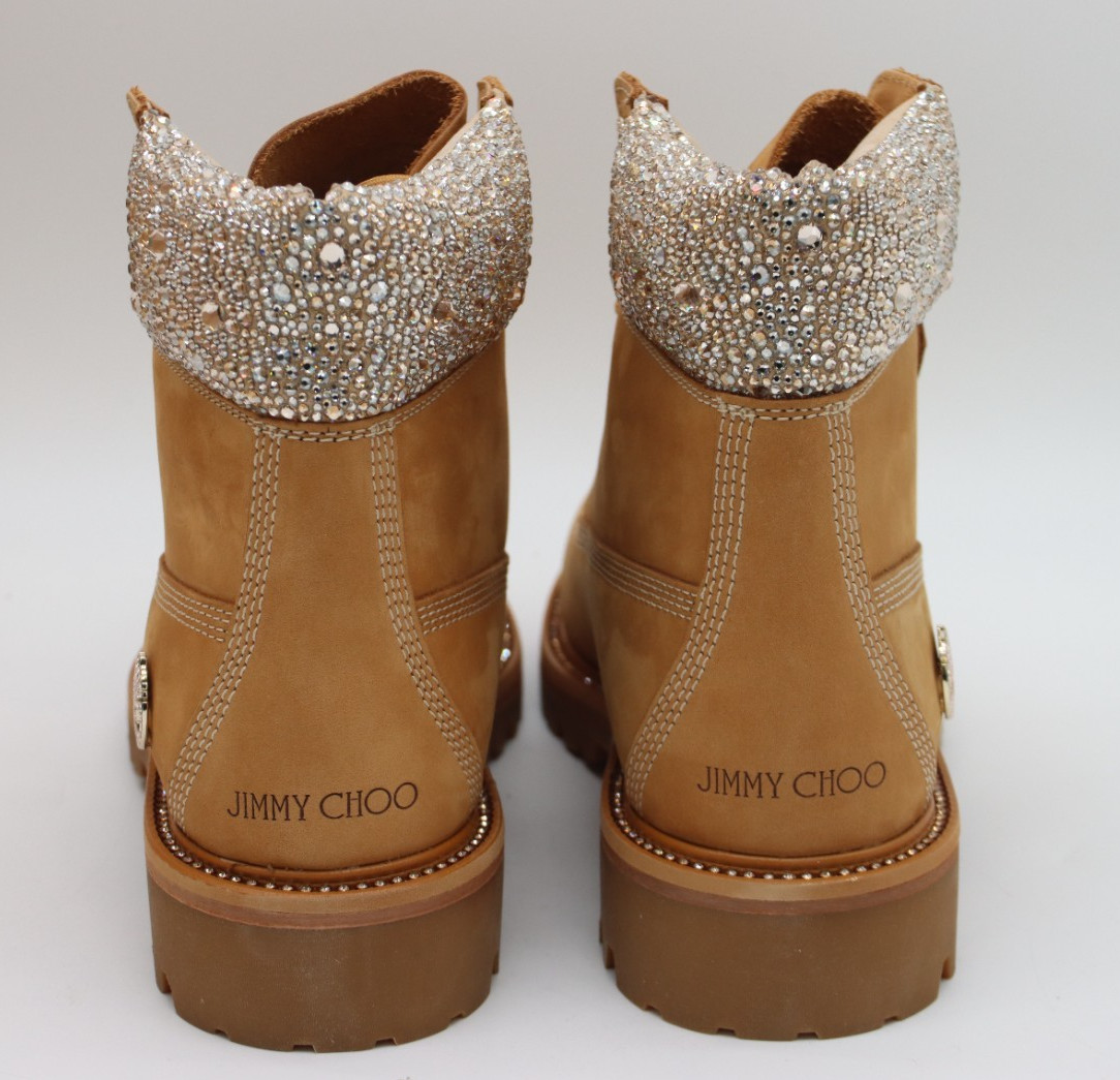 Jimmy Choo x Timberland 6" Boot Premium Wheat Swarovski Crystal Size 10 image 7
