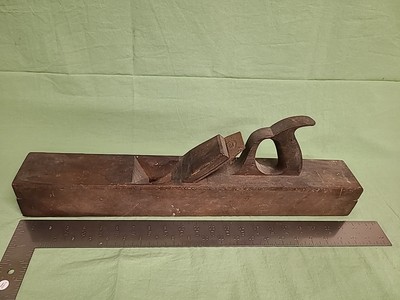 Wooden Block Plane 22  Long Solid Wood Vintage Antique Woodworking Tool Decor !!