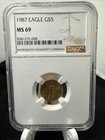 1987 Gold Eagle $5 Tenth-Ounce MS 69 NGC 1/10 oz.