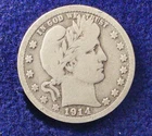 RARE Beautiful 1914-P U.S. Barber Quarter (SILVER) KM 114